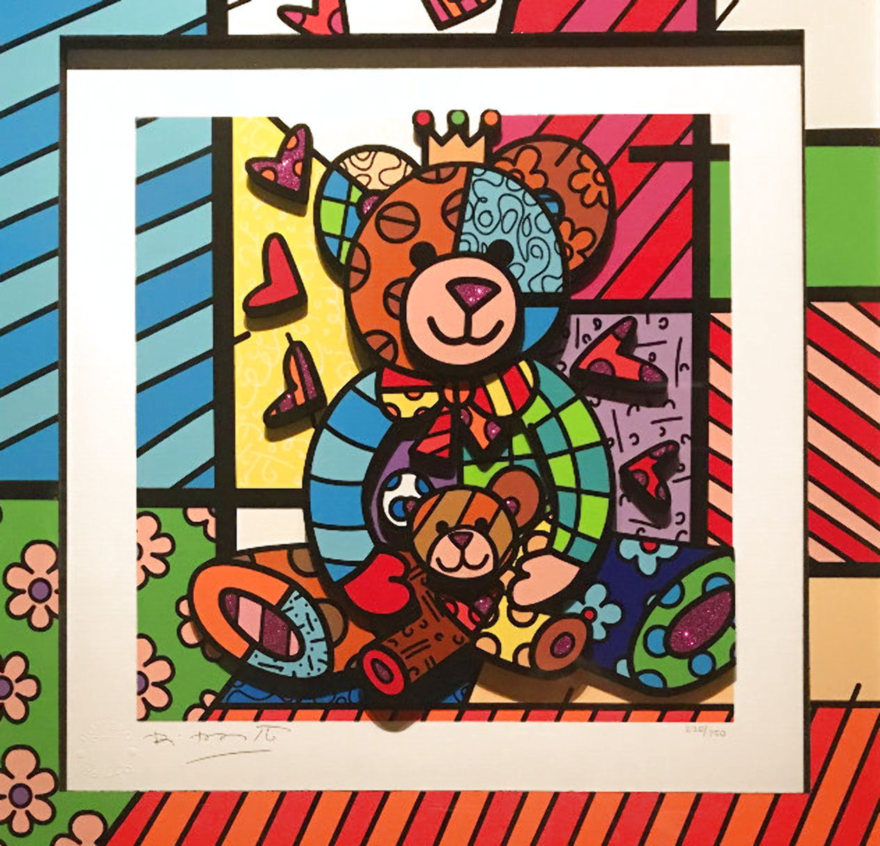 Teddy 2017 Limited Edition 3 D Mixed Media By Romero Britto For Sale