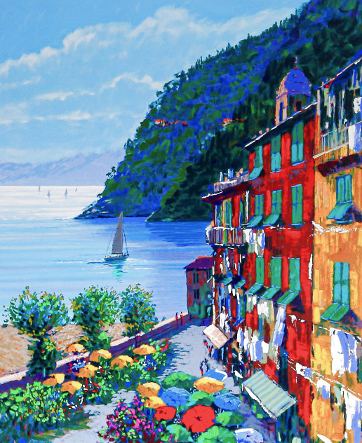 Serigraph Portofino By Kerry Hallam Coastal Landscape Print By Kerry