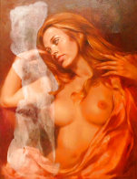 Leo Jansen Original Painting Half Nude By Leo Jansen For Sale