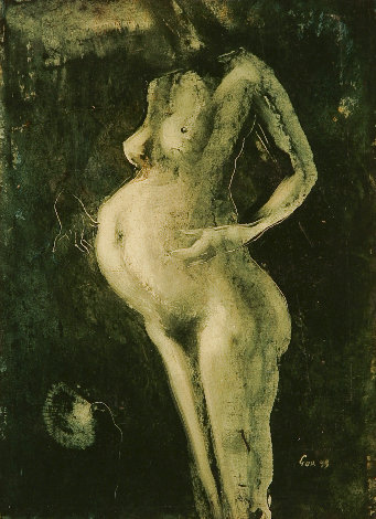 Untitled Nude 1999 10x7 Original Painting - Gor Abrahamyan