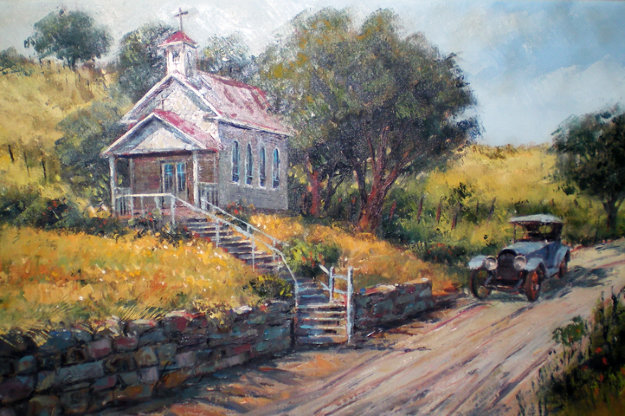 Sunday Afternoon, Old Church Near Auburn, California Original Painting - Ben Abril