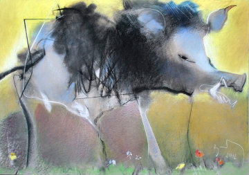 Wild Pig 2012 27x39 Original Painting - Vano Abuladze Wild Pig 2012 27x39 Original Painting - Vano Abuladze