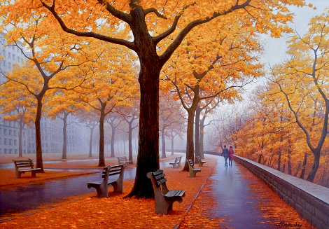 Autumn at Riverside New York 2014 35x46 - Huge Painting Original Painting - Alexei Butirskiy