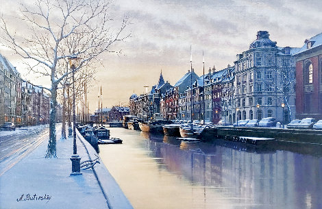 Winter Morn 2016 35x46 - Huge Painting -  Amsterdam, Nederlands Original Painting - Alexei Butirskiy