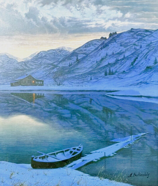 Mountain Pond Embellished Giclee on Canvas - Huge Limited Edition Print by Alexei Butirskiy