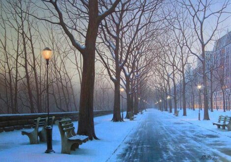 A Cold Winters Night 2008 Embellished Giclee on Canvas - Huge Limited Edition Print - Alexei Butirskiy