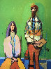 Man With Paint Brush And Palette With Seated Woman 1980 39x51 Original Painting by David Adickes - 0