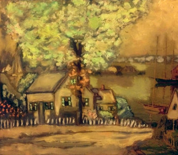 Fisherman's Cottage 1960 42x51 Huge Original Painting - Camillo Adriani Fisherman's Cottage 1960 42x51 Huge Original Painting - Camillo Adriani