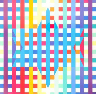 Op Art Lithograph Magen David Star 1980 Limited Edition Print - Yaacov Agam Op Art Lithograph Magen David Star 1980 Limited Edition Print - Yaacov Agam