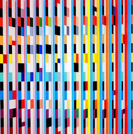 Paris 1974 38x38 - Rare Oil on Aluminum Polymorph Sculpture - Yaacov Agam