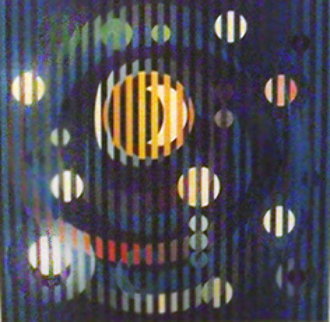Sun and Moon Romance on canvas 2007 Limited Edition Print - Yaacov Agam Sun and Moon Romance on canvas 2007 Limited Edition Print - Yaacov Agam