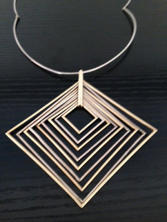 Elevation - 9 Squares Gold and Silver Necklace/Pendant Jewelry - Yaacov Agam Elevation - 9 Squares Gold and Silver Necklace/Pendant Jewelry - Yaacov Agam