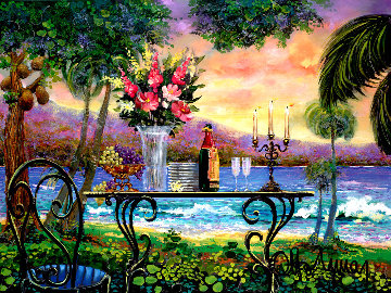 Dining By the Sea 2005 29x38 Original Painting - Otto Aguiar Dining By the Sea 2005 29x38 Original Painting - Otto Aguiar