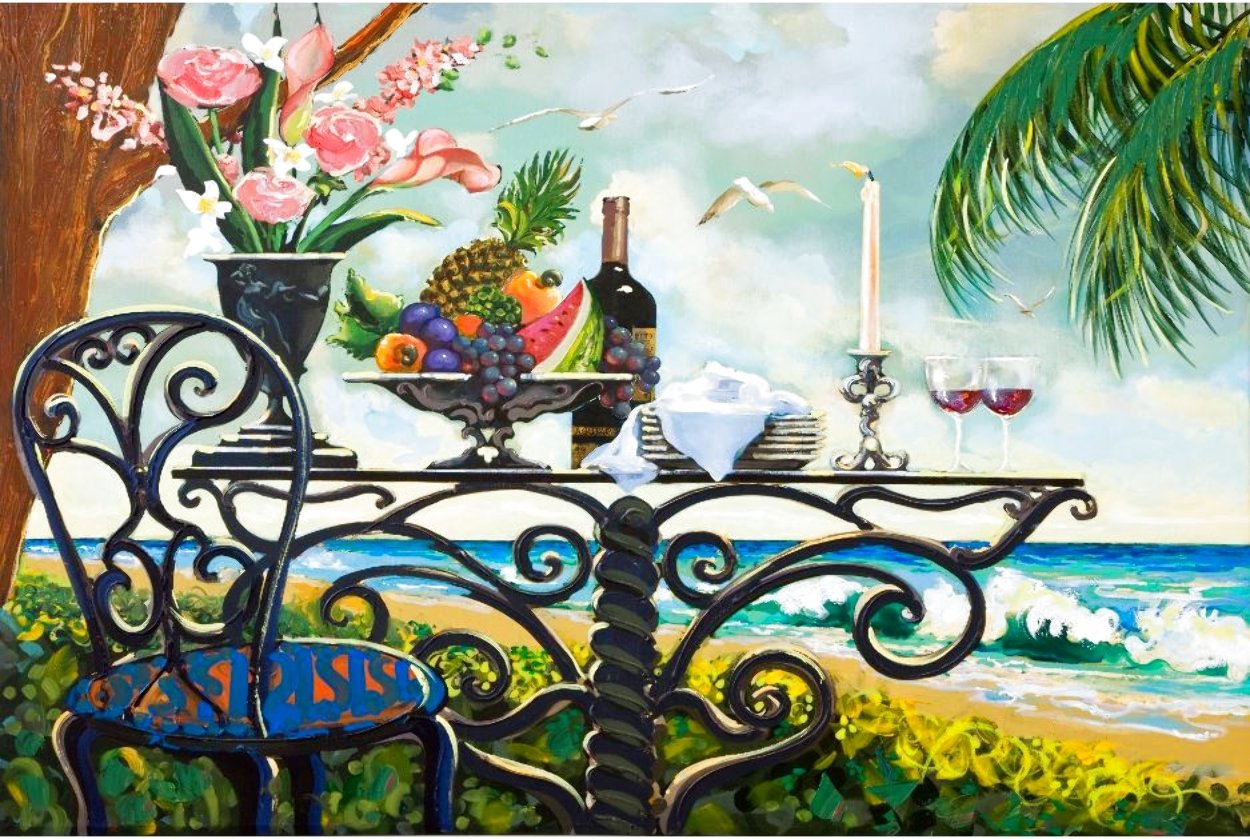 Ocean Dining 1999 48x60 - Huge Original Painting by Otto Aguiar