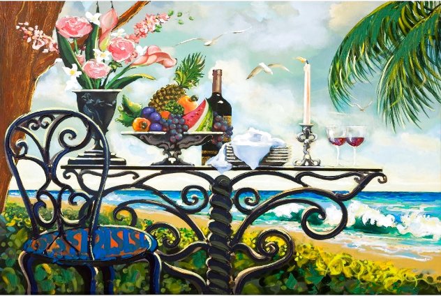 Ocean Dining 1999 48x60 - Huge Mural Size Original Painting by Otto Aguiar