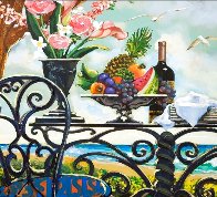 Ocean Dining 1999 48x60 - Huge Original Painting by Otto Aguiar - 2