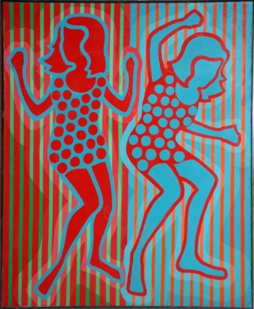 Op a Go Go 1966 47x39 Huge Original Painting - Roy Ahlgren
