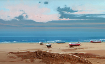 Beach 14x48  Original Painting - Fernando Alcaraz
