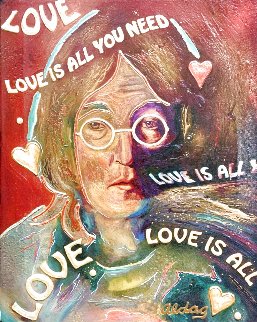 John Lennon -Love is All You Need Original 1996 24x15 Original Painting - Juergen Aldag John Lennon -Love is All You Need Original 1996 24x15 Original Painting - Juergen Aldag