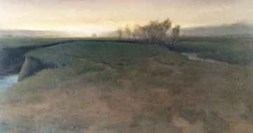 Oxbow At Evening 2003 91x47 Mural Original Painting - Brad Aldridge Oxbow At Evening 2003 91x47 Mural Original Painting - Brad Aldridge
