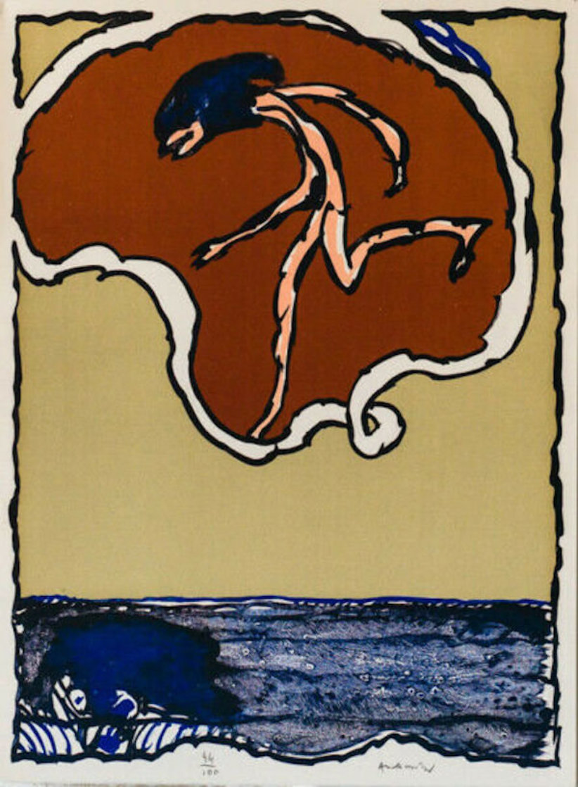 Worldly Flying Object 1978 Limited Edition Print by Pierre Alechinsky Worldly Flying Object 1978 Limited Edition Print by Pierre Alechinsky
