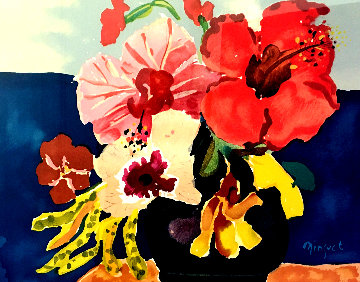 Three Hibiscus 1990 Limited Edition Print - Alexandre Minguet Three Hibiscus 1990 Limited Edition Print - Alexandre Minguet