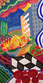 Fruits And Flowers 1993 39x26 Original Painting - Jason Alexander Fruits And Flowers 1993 39x26 Original Painting - Jason Alexander