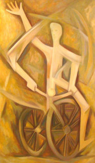 Ciclista 1976 58x36 Super Huge Original Painting - Alfredo Zalce Ciclista 1976 58x36 Super Huge Original Painting - Alfredo Zalce