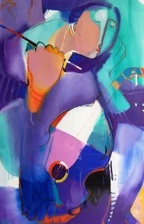 Woman With Violin 2010 48x35 Super Huge Original Painting - Ali Golkar Woman With Violin 2010 48x35 Super Huge Original Painting - Ali Golkar