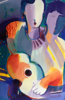 Man and Women with Instrument 2010 48x35 Original Painting - Ali Golkar Man and Women with Instrument 2010 48x35 Original Painting - Ali Golkar