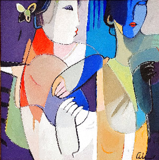 Two Asian Ladies with Violin 2003 35x35 Original Painting - Ali Golkar Two Asian Ladies with Violin 2003 35x35 Original Painting - Ali Golkar