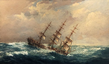 Clipper Ship Hawkesbury 1937 28x39 Original Painting - John Allcott Clipper Ship Hawkesbury 1937 28x39 Original Painting - John Allcott