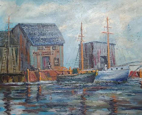 Untitled (Wharf) 29x34 Original Painting - Charles Curtis Allen