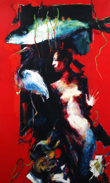 Untitled Painting 2000 72x44 Original Painting - Jere Allen