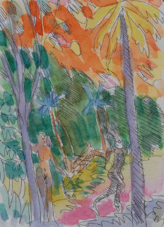 Garden of Eden Watercolor 1984 7x5 Watercolor - Carlos Almaraz Garden of Eden Watercolor 1984 7x5 Watercolor - Carlos Almaraz