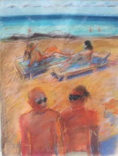 Untitled Beach Pastel Painting 1984 26x20 Works on Paper (not prints) - Carlos Almaraz