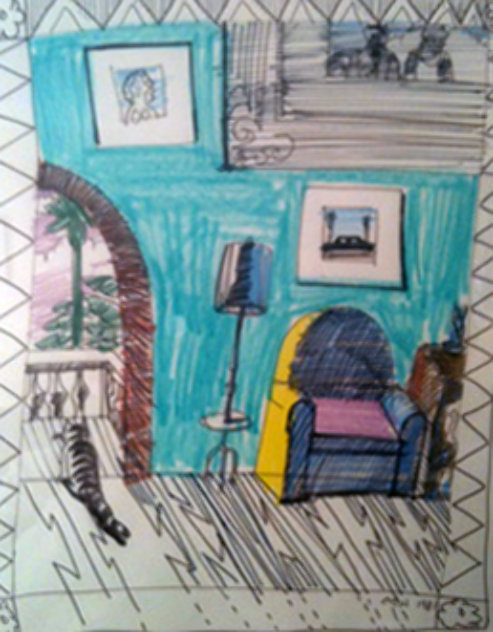 Blue Chair 1981 Drawing by Carlos Almaraz