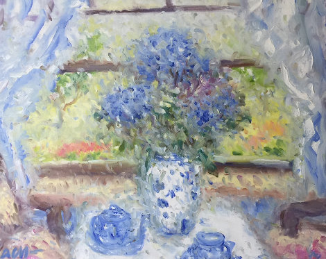 Hyacinths At the Cottage 33x39 Original Painting - Duane Alt