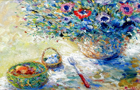 Les Fleurs Mixte 1992 27x33 Original Painting - Duane Alt