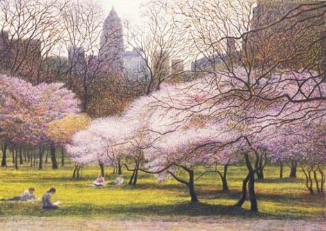 Blossoms And Buildings Limited Edition Print - Harold Altman