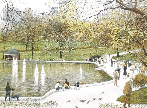 Sailboats 1985 (New York Central Park) NYC by Harold Altman - For