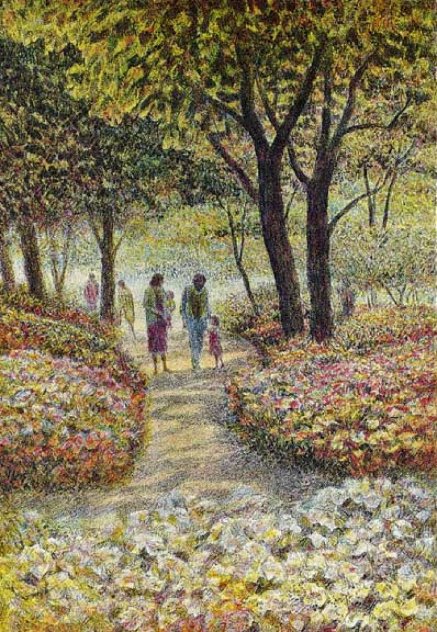 Family Walk AP 1980 - Central Park Limited Edition Print by Harold Altman