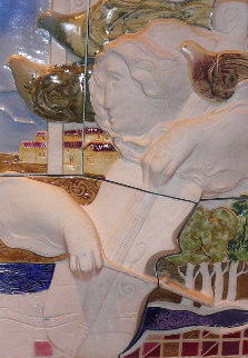 Cello Bas Relief Ceramic Sculpture 24 in Sculpture - Sunol Alvar