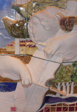 Cello Bas Relief Ceramic Sculpture 24 in Sculpture - Sunol Alvar