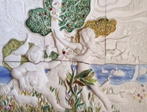 Garden of Eden Ceramic Sculpture 37x46  Huge Sculpture - Sunol Alvar