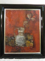 Bodegon Sobre Rojo 1970 36x32 Original Painting by Sunol Alvar - 1 Bodegon Sobre Rojo 1970 36x32 Original Painting by Sunol Alvar - 1