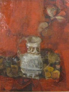 Bodegon Sobre Rojo 1970 36x32 Original Painting - Sunol Alvar Bodegon Sobre Rojo 1970 36x32 Original Painting - Sunol Alvar