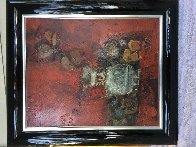 Bodegon Sobre Rojo 1970 36x32 Original Painting by Sunol Alvar - 2 Bodegon Sobre Rojo 1970 36x32 Original Painting by Sunol Alvar - 2
