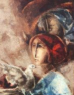 Campesinos a Amour 1965 44x35 (Very Early Work) Original Painting - Sunol Alvar