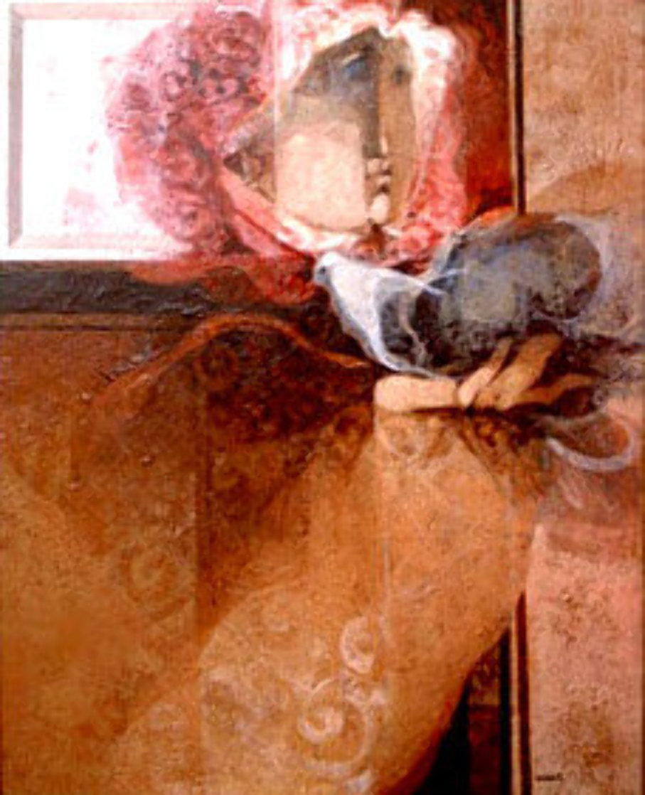 Hombre Y Paloma 32x26 Original Painting by Sunol Alvar Hombre Y Paloma 32x26 Original Painting by Sunol Alvar